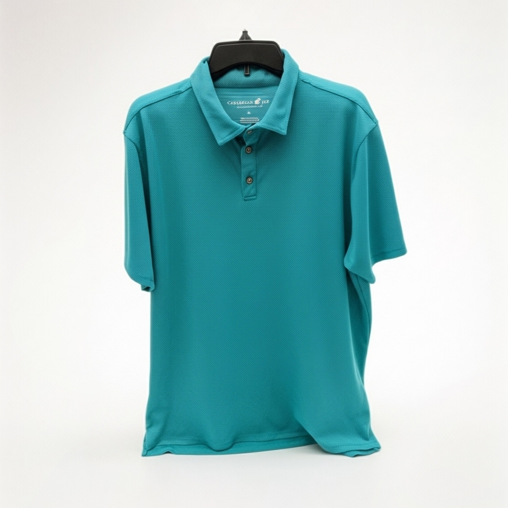 Caribbean Joe Men's XL Blue Teal Performance Golf Polo Shirt Short Sleeve Polo